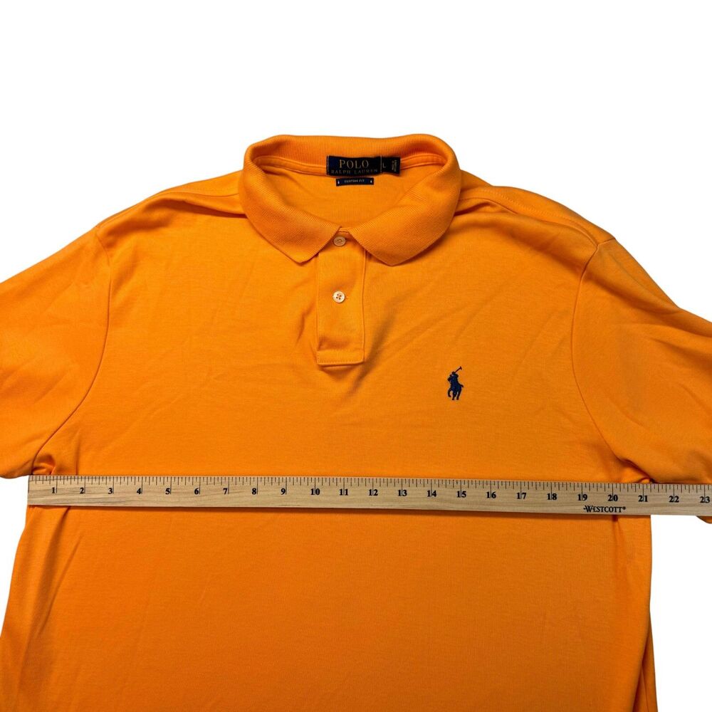 Polo Ralph Lauren Polo Shirt Men's Large Orange Short Sleeve Pony Custom Fit Top - Picture 9 of 11